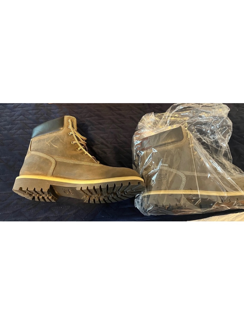 Timberland Brown Lace-Up Work Boots with Black Collar